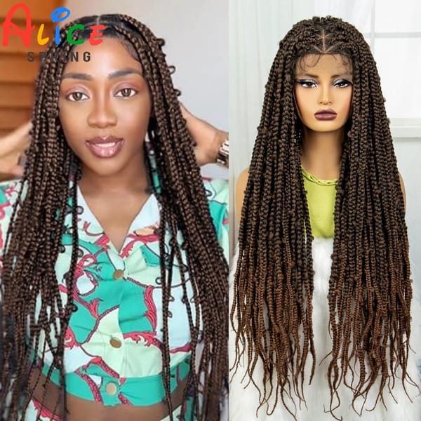 Synthetic Butterfly Braided Wigs Butterfly Locs Knotless Box Braids Wig Full Lace Braided Wigs with Baby Hair for Black Women
