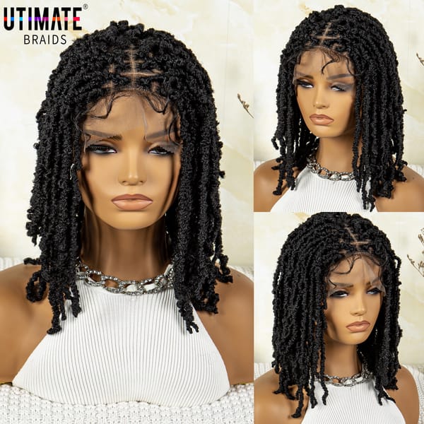 Synthetic Braided Wig Lace Front Braid Wigs Dreadlock Wig for Black Women Box Short Bob braided Wigs with Baby Hair 16 Inches