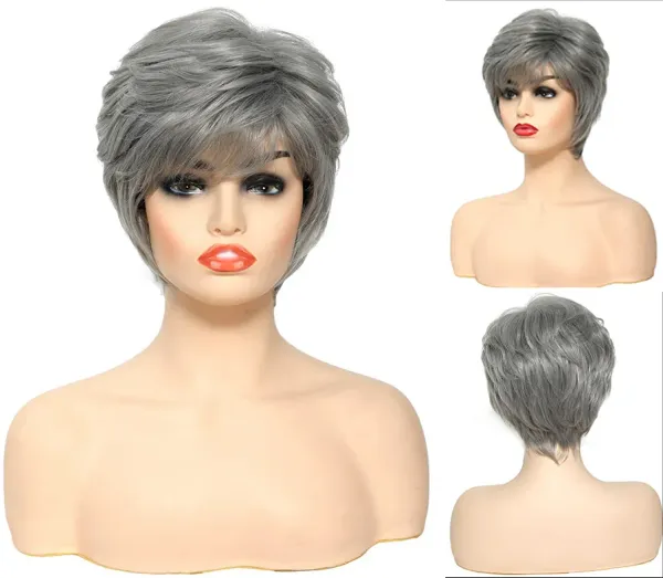 New Fashion Women's Short Gray Cosplay party Hair wig