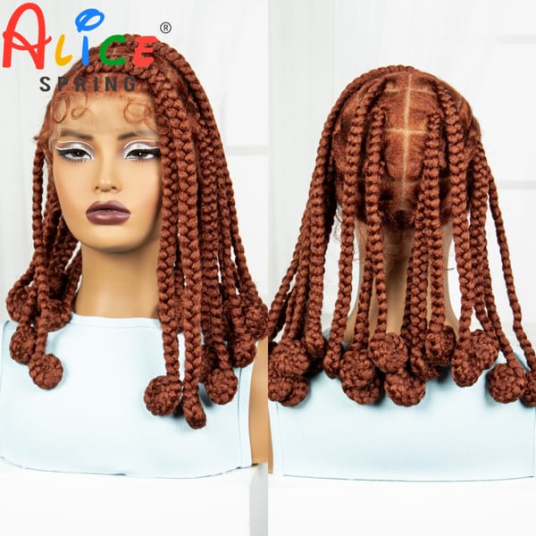 Ginger Orange 14 Inch Synthetic Bantu Braided Wigs Transparent Full Lace Hair Wigs Knotless Box Braids with Baby Hair for Women