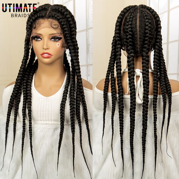 26 Inches Synthetic Cornrow Braided Wigs for Black Women Lace Frontal Knotless Braids Wigs with Baby Hair Lightweight Hair Wig