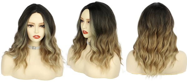 New Sexy Long Blonde & Brown Middle Part Ombre Wavy Women's Cosplay Party Synthetic hair wigs