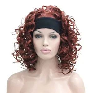 16 Inches Short Curly Hair Red Wigs Women's Wig 3/4 Half Wig with Black Headband