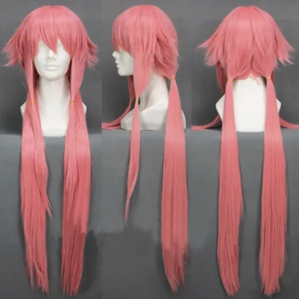 Free Shipping 100cm The Mirai Nikki Future Diary Yuno Gasai Long Pink Anime Cosplay Hair Wigs