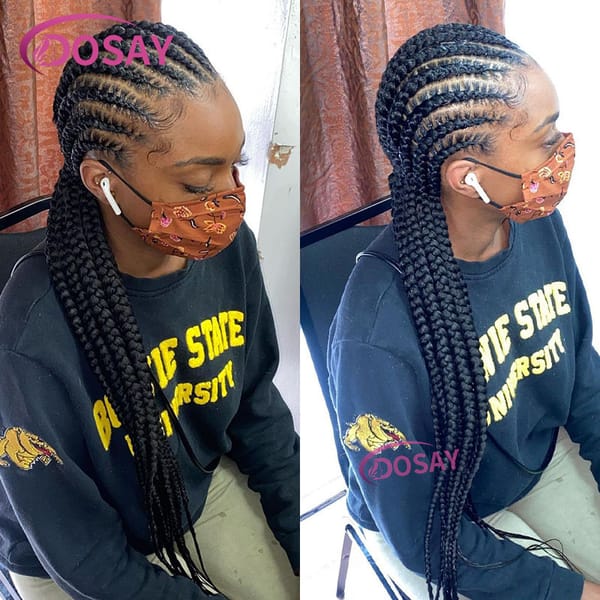 Jumbo Knotless Braided Wigs For Women Cornrow Full Lace Braided Wigs Synthetic Twist Wigs With Baby Hair Box Braids Wig African