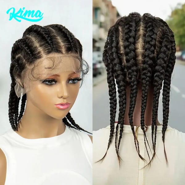 KIMA Synthetic Full Lace Cornrow Box Braided Wig Lace Front Wigs for Africa Women Men Braids Wig with Baby Hair Braiding Wigs