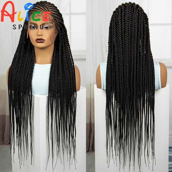 Natural Synthetic Cornrow Braids Wigs Transparent Full Lace Braided Wigs 36 Inch Lace Front Wigs for Black Women with Baby Hair