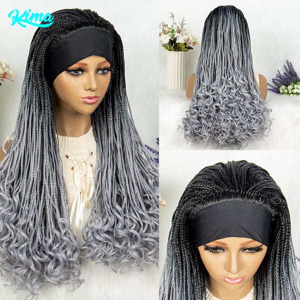 Headband wigs Synthetic Cornrow Braids Wig  Braided Wig African American Braiding Water Wave Wavy  Hair For Women