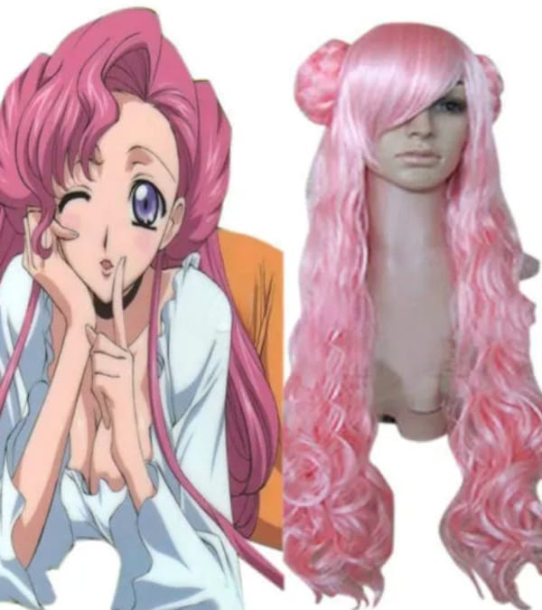 Cosplay Rebel - Euphemia Chain Long Light Pink Curly Synthetic Wig Hair Cosplay Wig