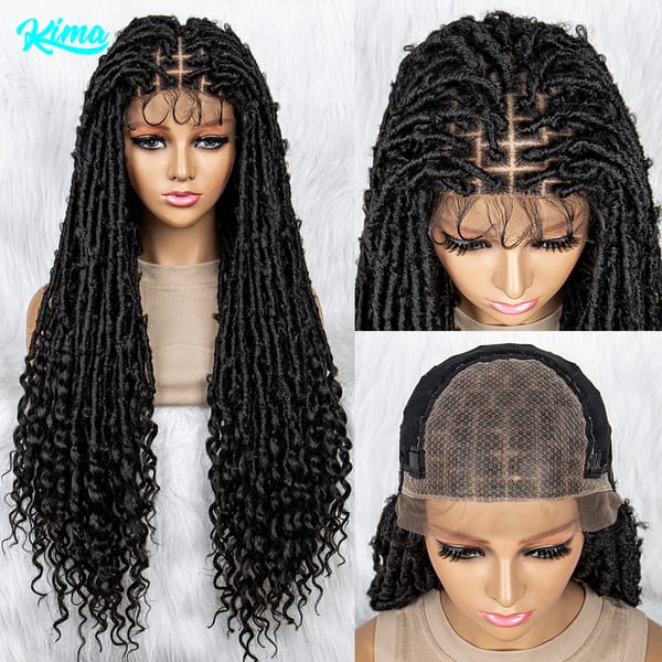 Synthetic Lace Front Wig Butterfly Locs Braided Wigs With Baby Hair Braided 9x6 Lace Front Wigs Water Wave Wigs Dreadlocks Wigs
