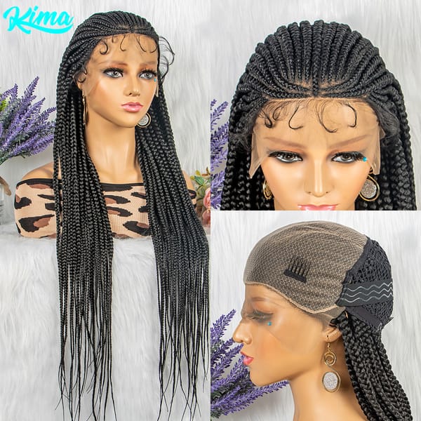 Synthetic Lace Front Wig Braided Wigs For Black Women Crochet Box Wig Braid 36 Inches Braiding Hair Knotless Box Braids Wigs