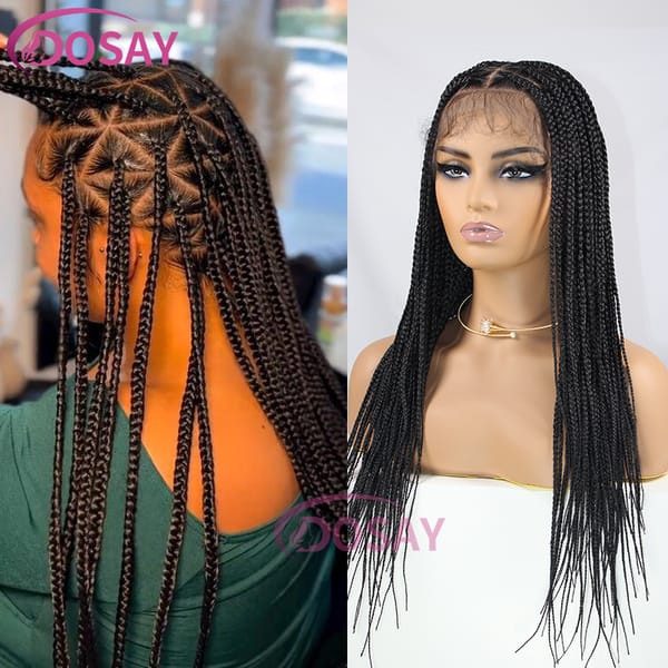 Triangle Knotless Braided Wigs Synthetic Hair Wigs Transparent Full Lace Frontal Wigs Jumbo Box Braids Wig African Wigs 26 Inch