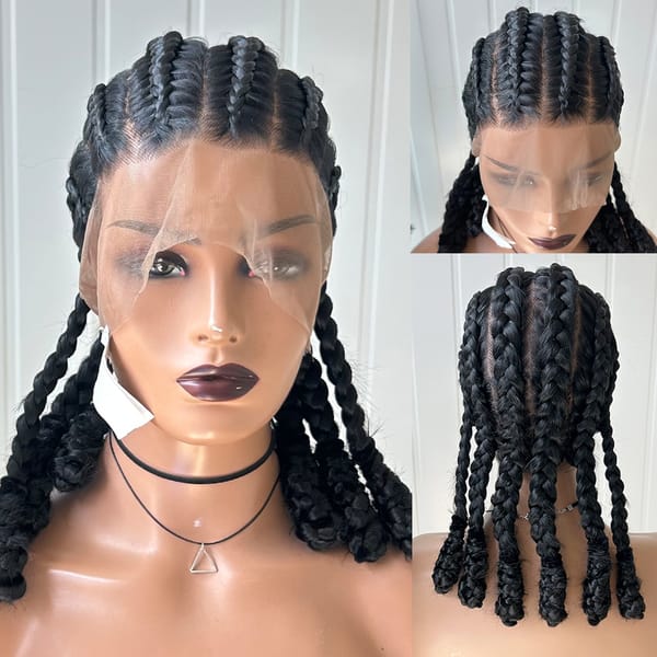AIMEYA Synthetic Lace Wig Full Lace Braids Wigs for Women Heat Resistant Fiber Daily Wear Wig Deep Part Cosplay Wigs Baby Hair
