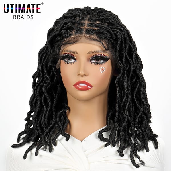 Synthetic Knotless Box Braided Wig with Baby Hair for Black Women 9x6 Lace Frontal Dreadlock Braiding WIg 14'' Locs Braids Wig