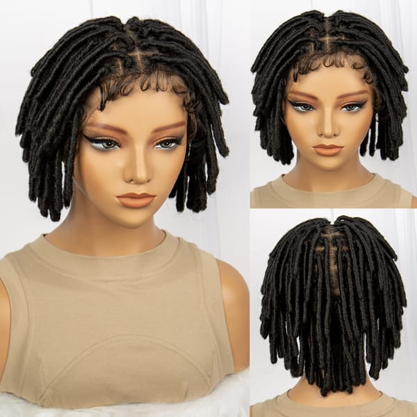 Twisted Braided Wigs Full Lace Synthetic Braided Wigs Box Braids Wigs Short Bob Dreadlock Braided Wigs with Baby Hair