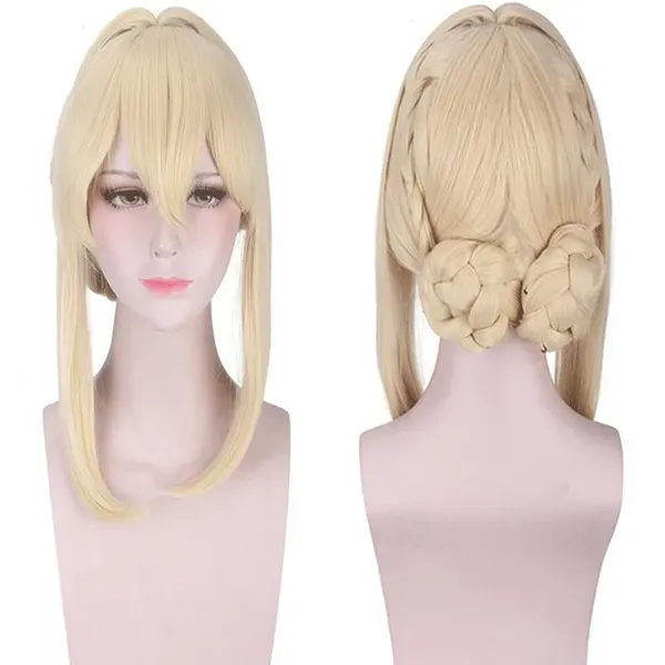 Anime Violet Evergarden Long Blonde Straight Hair Heat Resistant Cosplay Party Wigs