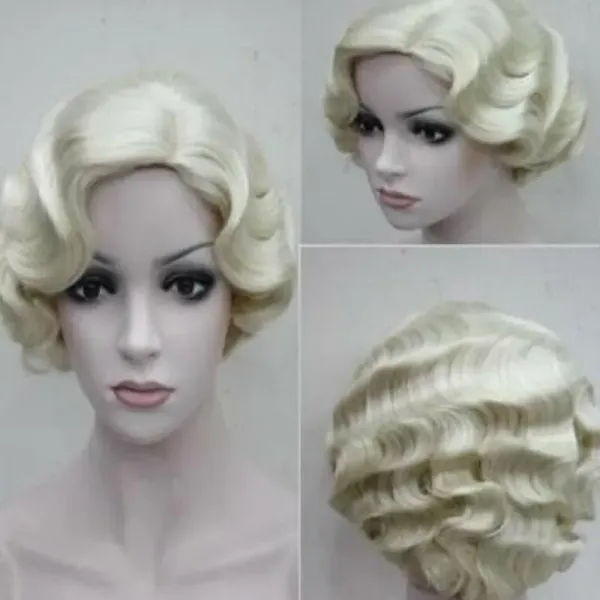 New Women’s Ladies Short Blonde Finger Wave Ladies Daily Cosplay Hair Wigs