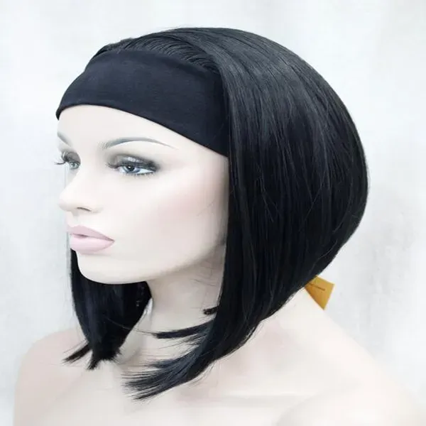 Popular Women Spiral Black 3/4 Half Straight Fluffy Full Wig Natural Hair Cosplay Ladies Wigs