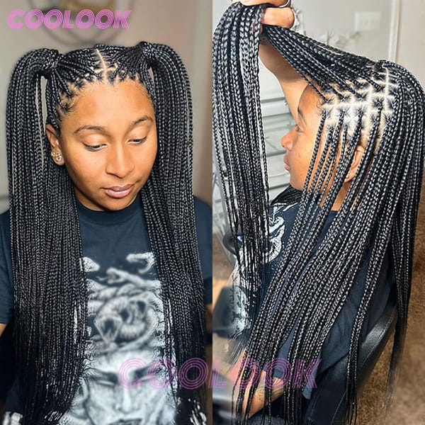 Synthetic 36 inch Full Lace Braided Wigs Cornrow Knotless Braided Wigs Small Box Braids Lace Front Wigs African Square Hair Wigs