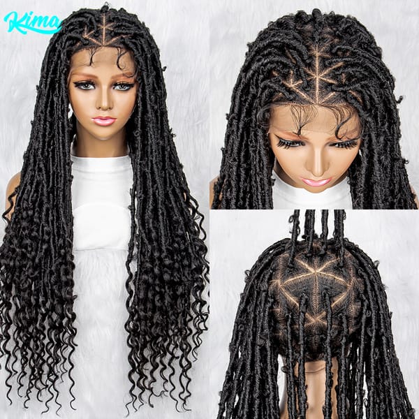 Full Lace Braided Wigs Synthetic Lace Front Wig for Black Women Braided Wigs With Baby Hair Water Wave Wigs Dreadlocks Wigs