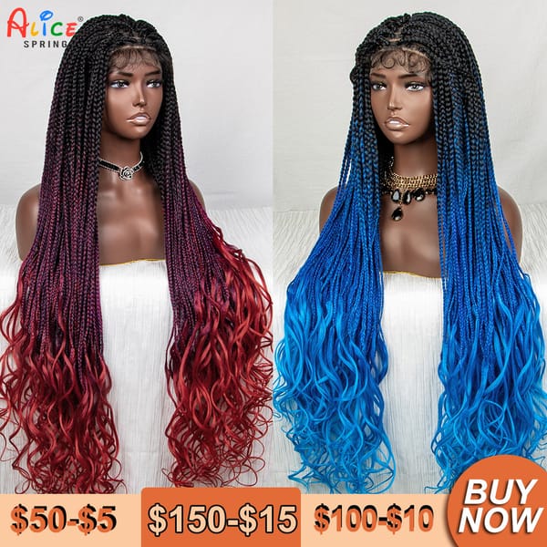 Long Braided Wigs Synthetic Braided Frontal Wig Cornrow Wigs for Black Women Baby Hair Synthetic Micro Lace Front Braided Wig