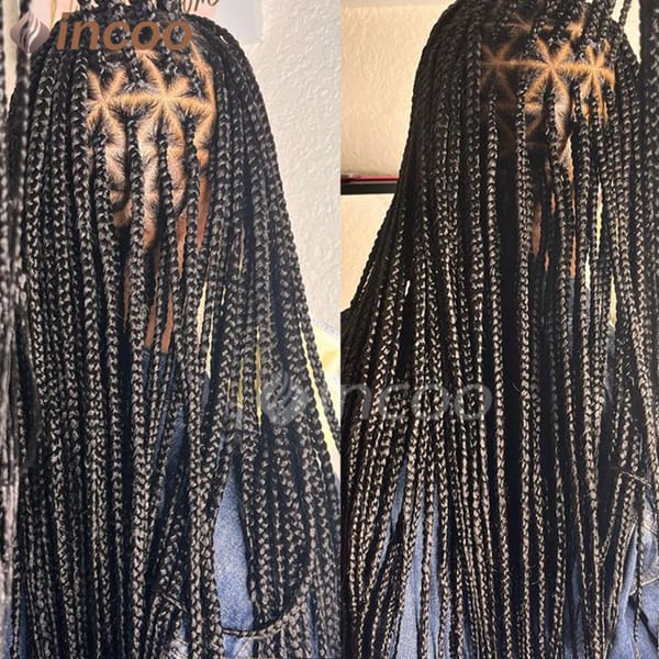 Synthetic Full Lace Front Box Braided Wigs 26" Knotless Cornrow Braids Wigs Triangle Lace Frontal Wigs With Baby Hair For Women