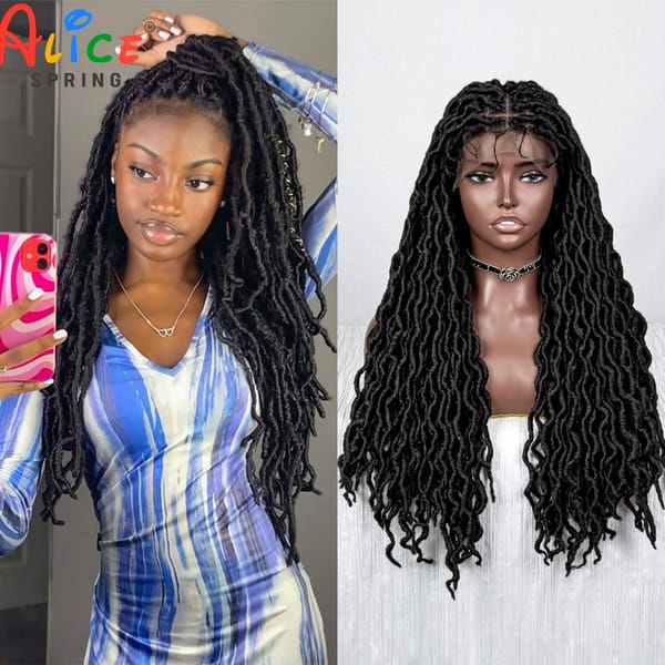 Faux Locs Braided Wig Synthetic Lace Front Crochet Braiding Wig with Baby Hair Natural Dreadlocks Braided Wigs for Black Women