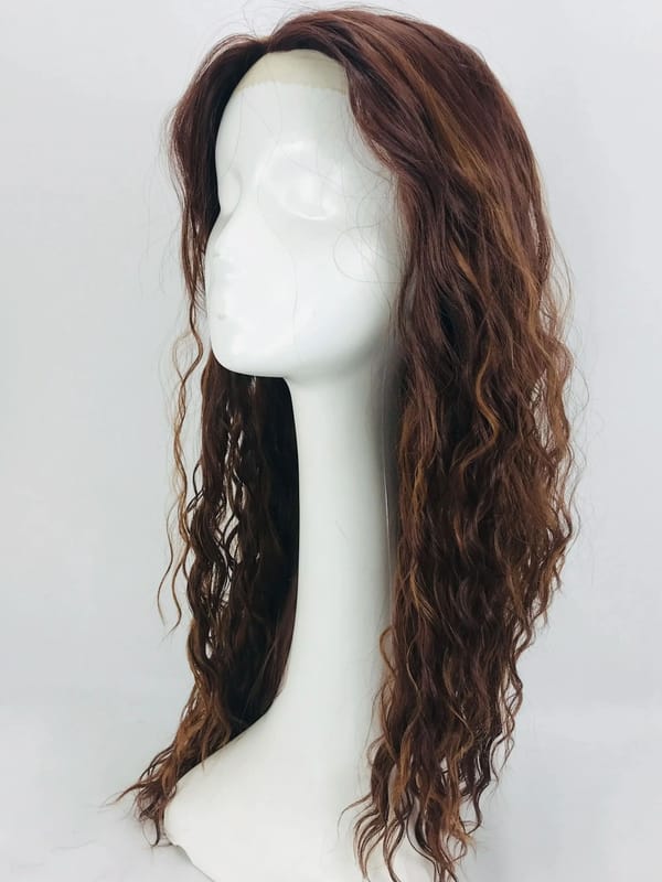 Long Brown Curly Transparent Lace Front Human Hair Lace Curly   Women Heat Resistant Fiber Wig