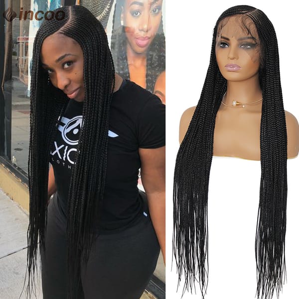 Full Lace Cornrow Braids Synthetic Lace Front Wig Side Part Knotless Box Braids Wig With Baby Hair Braided Wigs For Black Women