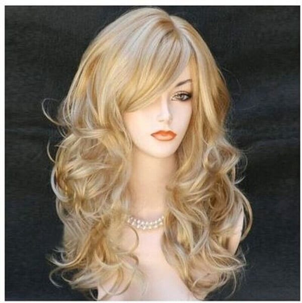 Long Wavy Mix Blonde Wigs Natural Heat Resistant Hair Synthetic Wig for Women