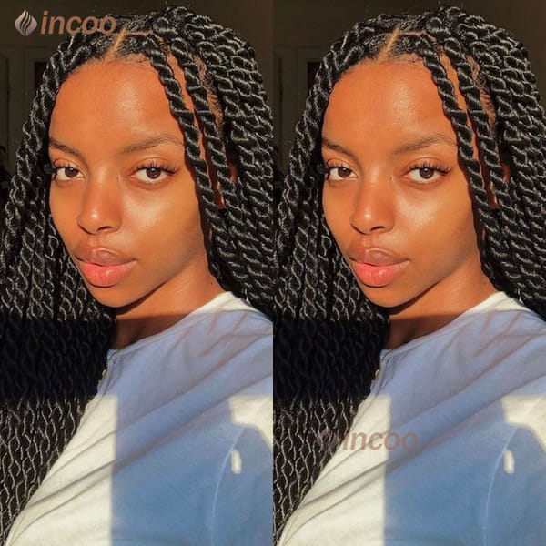 26" Synthetic Full Lace Front Braided Wigs Twist Braided Wigs For Black Women Box Braids Wig With Baby Hair Lace Wig Knotless