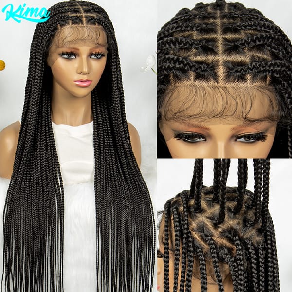 Kima 36 inch Cornrow Braided Wig Full Lace Wigs Synthetic Stitch Braiding with Baby Hair for Black Women