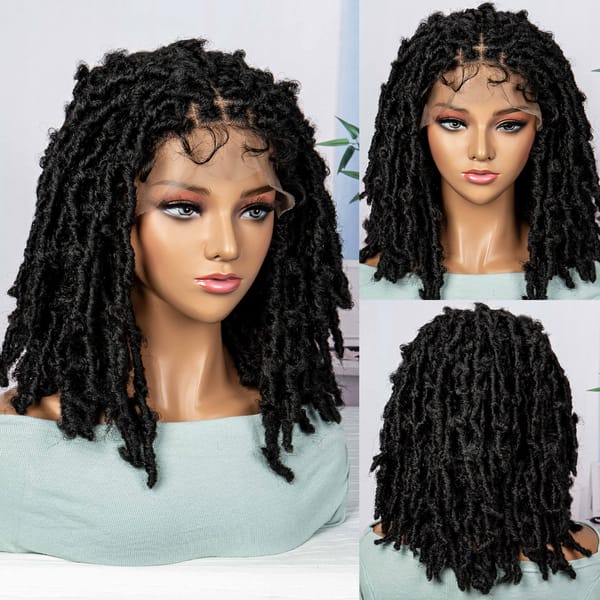 Butterfly Braided Wigs Synthetic Lace Front Braids Wigs with Baby Hair Short Dreadlocks Braided Wigs for Black Women