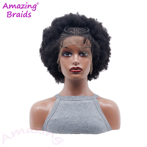 Synthetic Lace Front Knotless Box Braided Wigs For Black Women Front Braiding Hair Wig Afro Kinky Curly Braided Lace Wigs