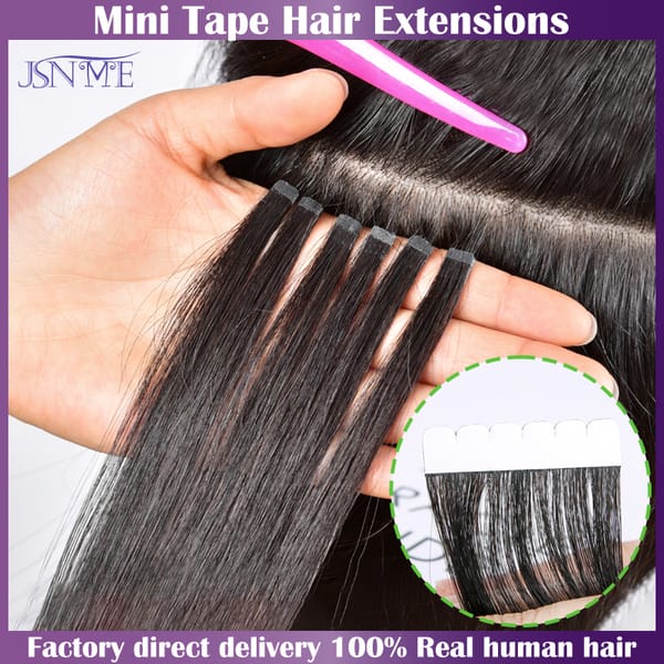 Mini Tape in Human Hair Extensions Natural Seamless Invisible Straight Tape Ins Remy Human Hair Black Brown Blonde For Salon