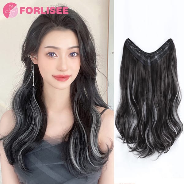 Synthetic Wig Piece Women's One Piece Hair Increase Volume Fluffy Traceless U-shaped Spot Dyed Long Curly Hair Extension