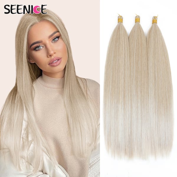 Ariel Straight Pony Hair 22" Bundles Crochet Braids Synthetic Ariel Straight Braiding Hair Ombre Blonde Crochet Hair Extensions