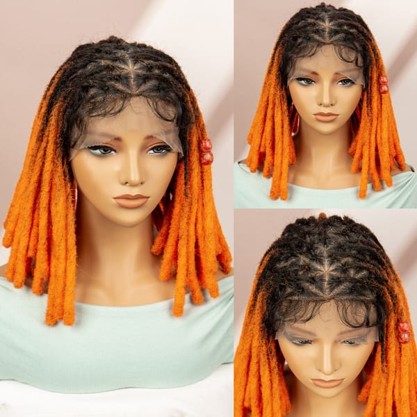 Full Lace Twisted Braided Wigs Synthetic Dreadlocks Braids Transparent Box Braided Wigs with Baby Hair Short Afro Wigs for Women