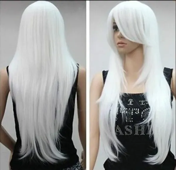 charming long white Wavy  lady's Cosplay hair Wig For Women’s Christmas Halloween Costume Party Wigs
