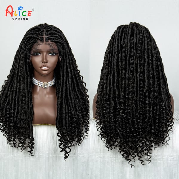 20 Inches Braided Wigs Synthetic Lace Front Wigs for Black Women Knotless with Baby Hair America Africa Cheap Wigs Daily Wear