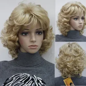 Charming Women's Wigs Golden Blonde Curly Short Wig Synthetic Hair Full Wigs