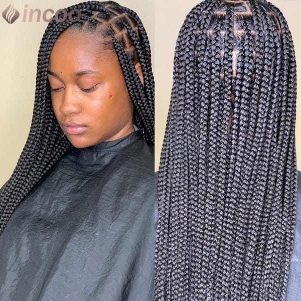 Synthetic Small Box Braids Lace Front Wigs 36" Full Lace Braided Wigs Cornrow Knotless Braided Wigs African Square Hair Wigs