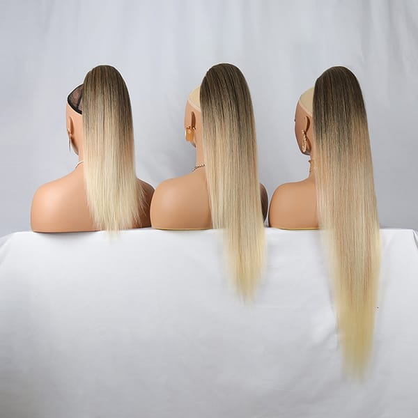 Julianna Extra Long 36inches Synthetic Kanekalon Futura Natural Smooth Straight HairPieces Drawstring Ponytails Hair Extensions