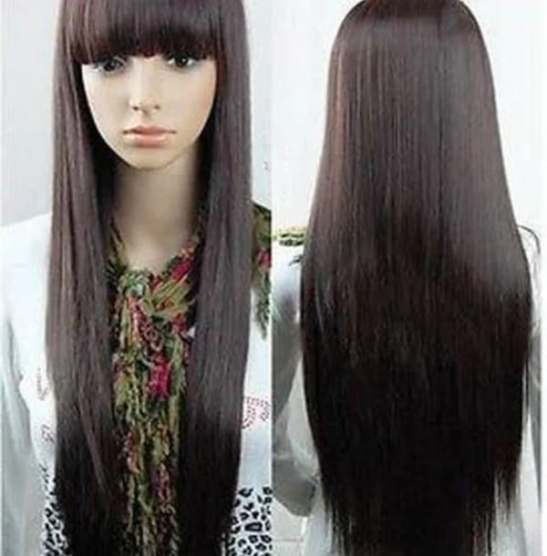 New Fashion Sexy Long Dark brown Straight Women's Lady's Hair Wig