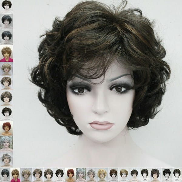 Womens Short Curly Straight Wigs Natural Brown Blonde Bob Wavy Hair Wig Cosplay
