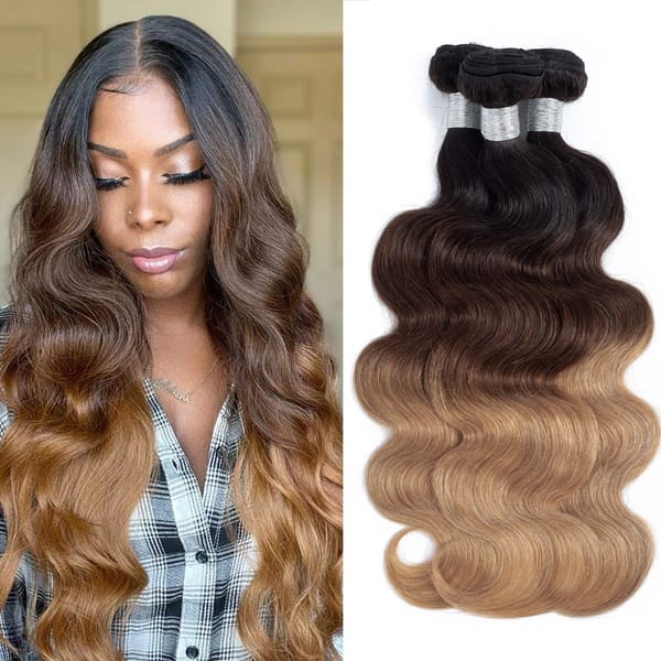 Ombre Body Wave Bundles Brazilian 10A Brazilian Human Hair Extensions 100% Unprocessed Virgin Human Hair Weave Bundles 3 Tone