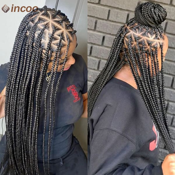 Incoo 26'' Triangle Knotless Box Braided Wigs For Women Full Lace Front Wig With Baby Hair Synthetic Handmade Cornrow Braids Wig