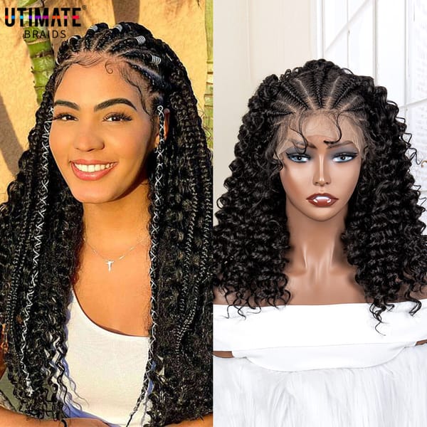 Curly Synthetic Lace Frontal Braided Wigs with Baby Hair for Women Girls 16 Inches Bob Kinky Curly Braiding Wigs Lovely Wig