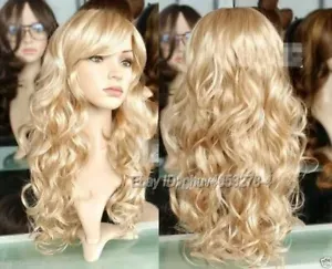 75cm Sexy Woman Blonde Curly Wave Cosplay Wig Charm Costume Party Full Hair Wigs