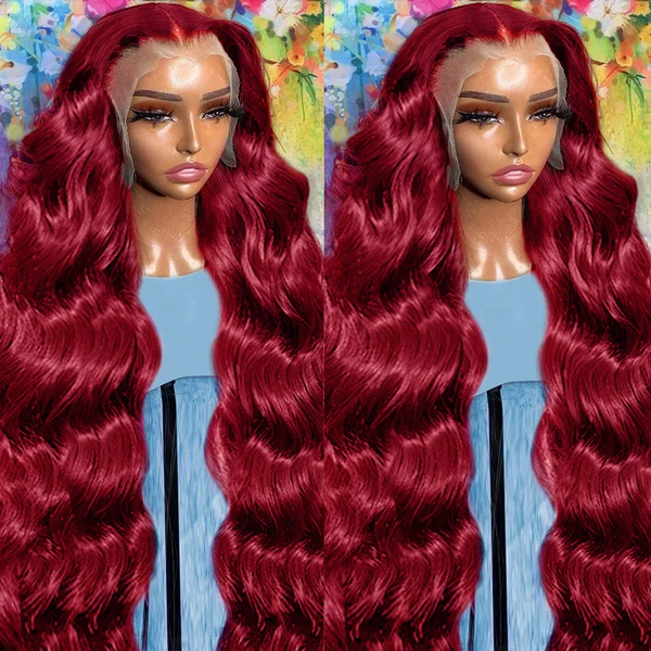 13x6 HD Burgundy 99J Body Wave Lace Front Human Hair Wig 13×4 Transparent Lace Frontal Wigs Brazilian Red Colored Wig for Women